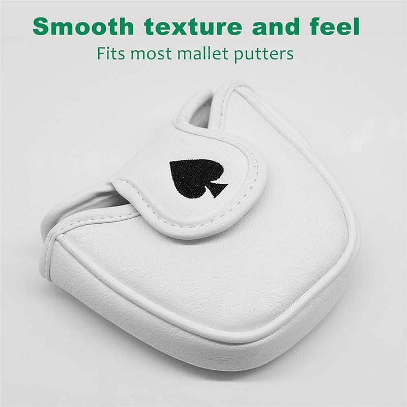 barudan golf Poker Ace White Mallet Putter Cover Headcover Magnetic Club Protector fits for Odyssey 2ball Style Putters,Synthetic Leather Putter Headcover for Mallet, RH LH(for Round Mallet Putter) - Image 4